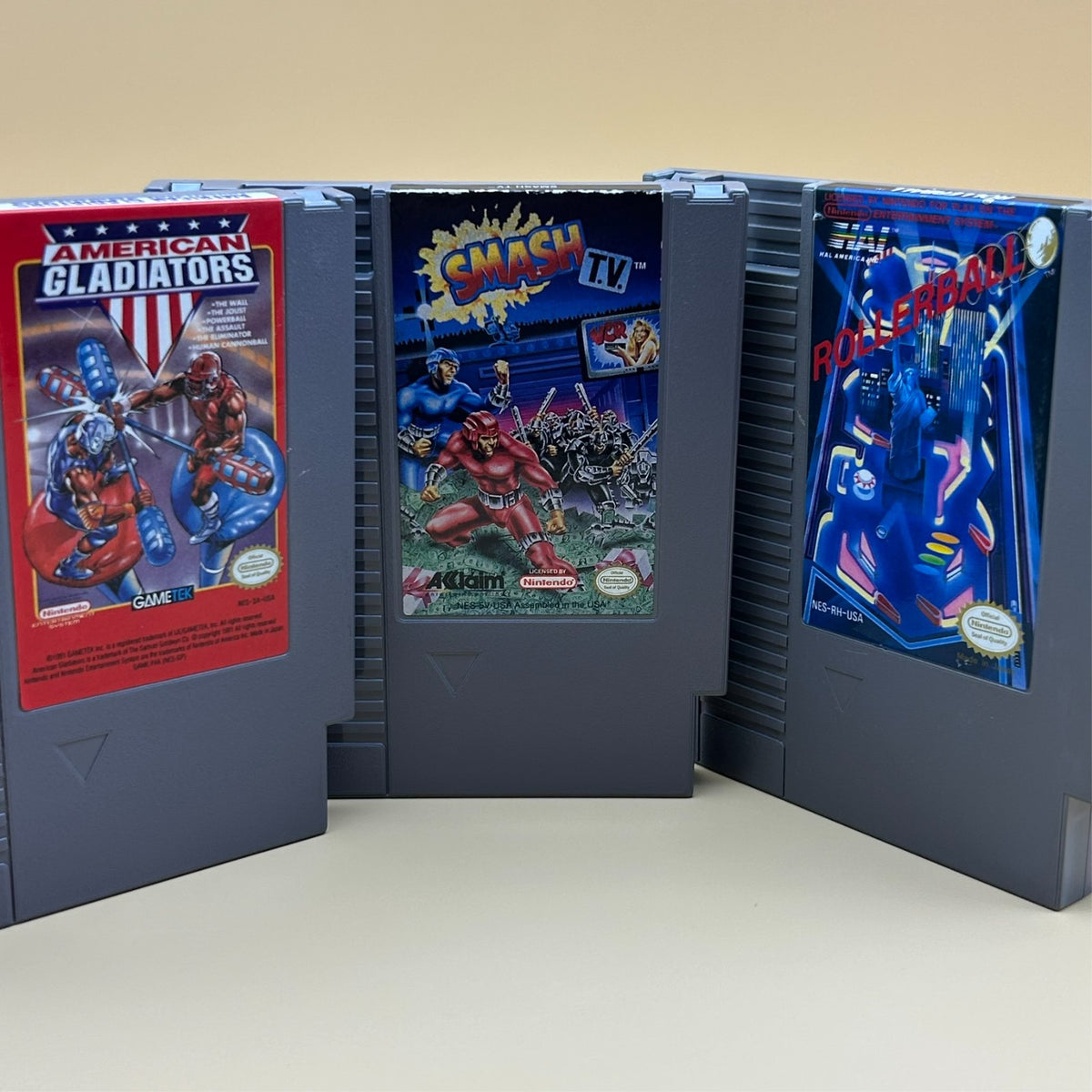 AMERICAN GLADIATORS / SMASH TV / ROLLERBALL NES Lot Authentic Nintendo Tested