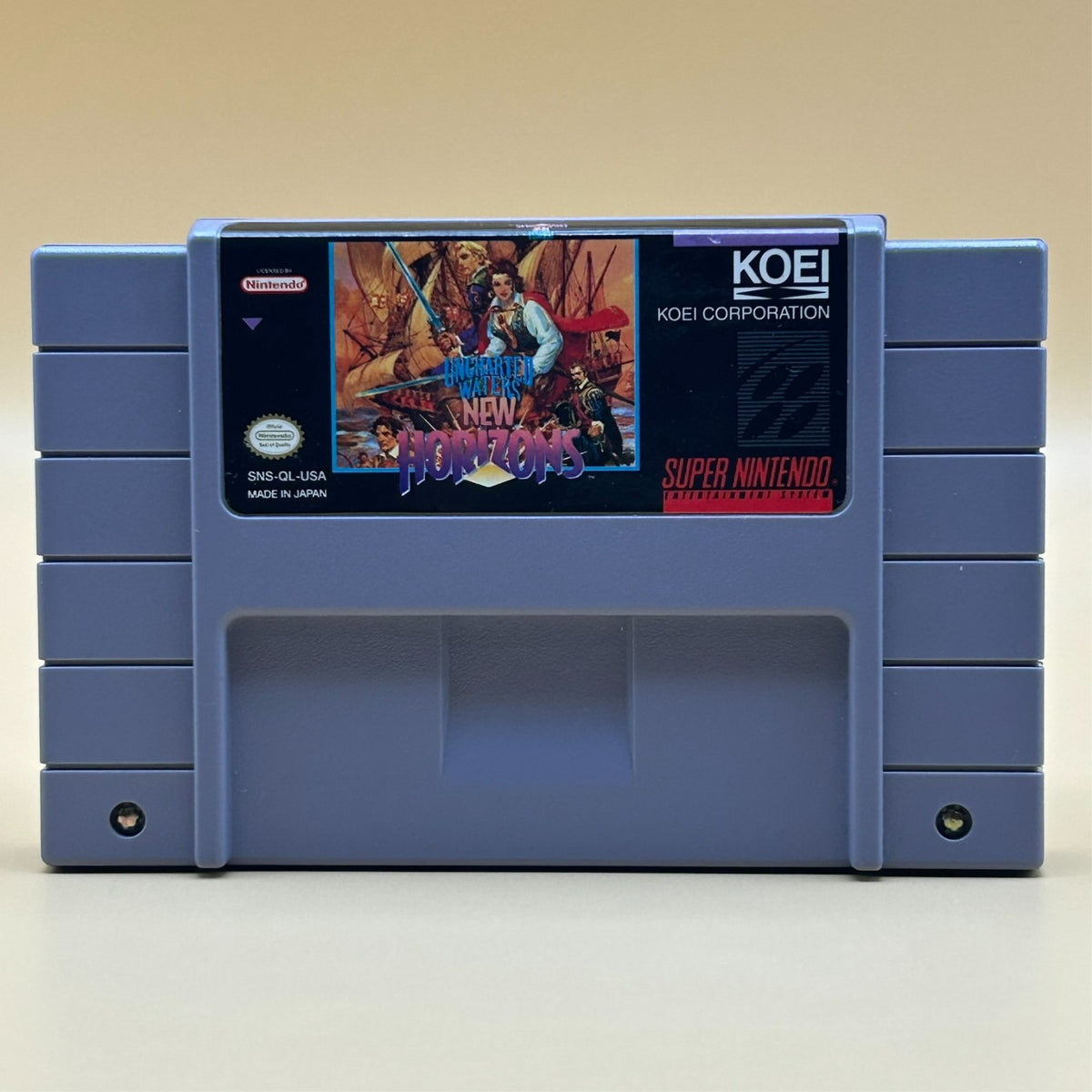 SNES UNCHARTED WATERS:  NEW HORIZONS Authentic Super Nintendo Game Tested Nice