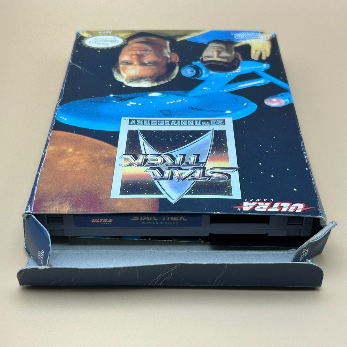 STAR TREK 25th Anniversary NES Game Authentic Nintendo Cart & Box Cleaned Tested