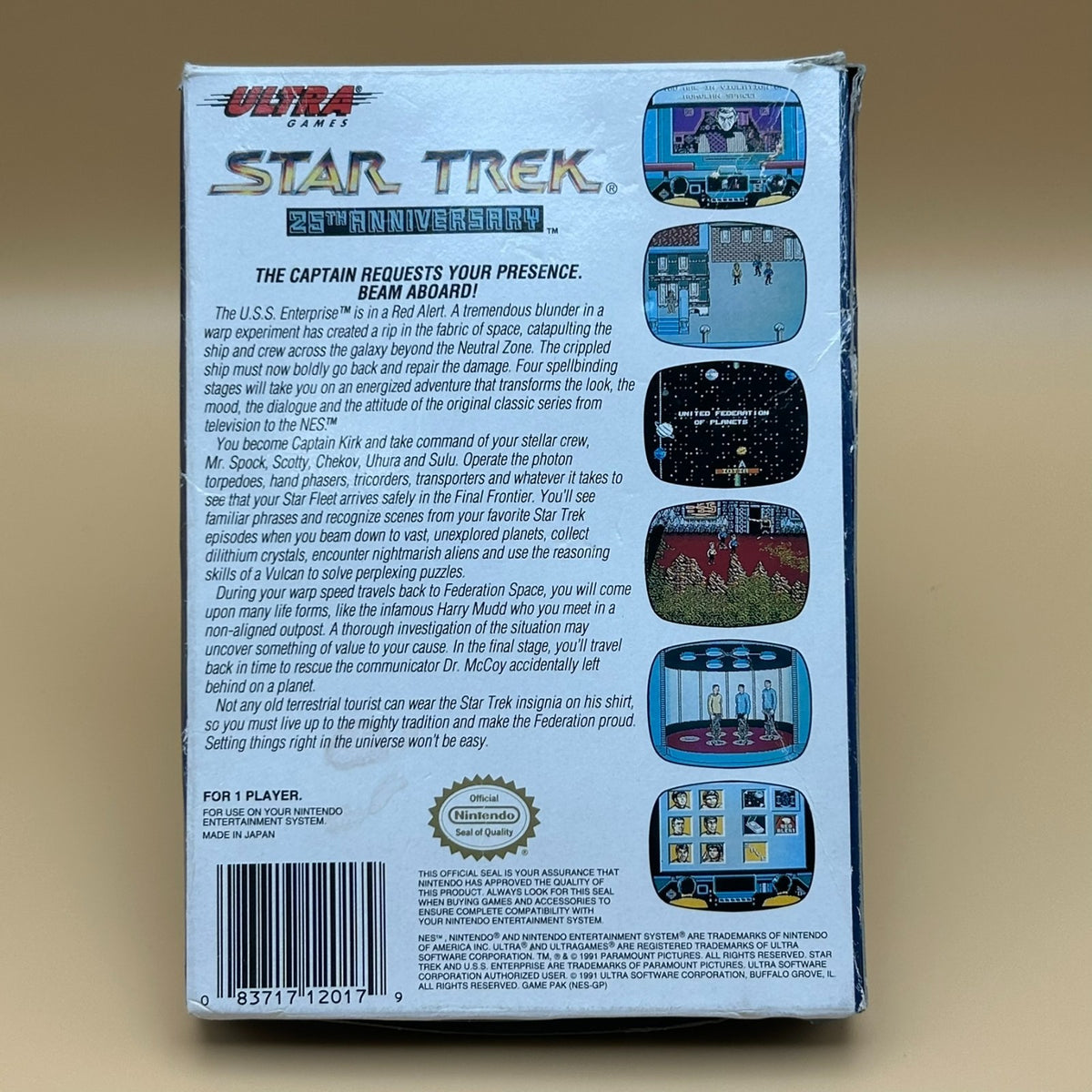 STAR TREK 25th Anniversary NES Game Authentic Nintendo Cart & Box Cleaned Tested