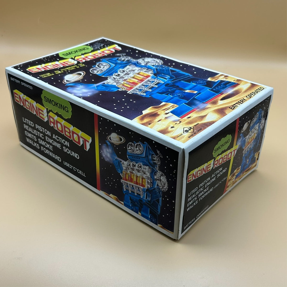 Horikawa Smoking Engine Robot Vintage Japan CIB 1970s