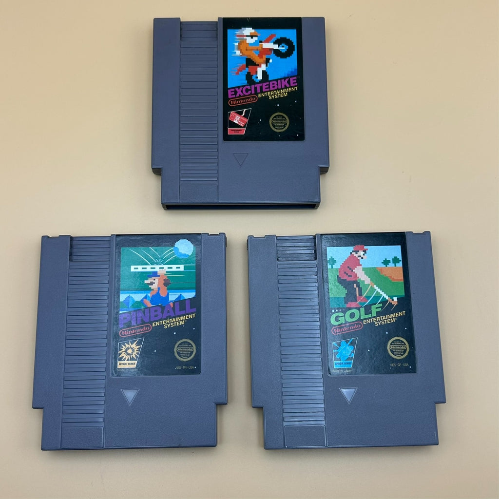 EXCITEBIKE / PINBALL / GOLF NES Lot Authentic Nintendo Cleaned & Tested