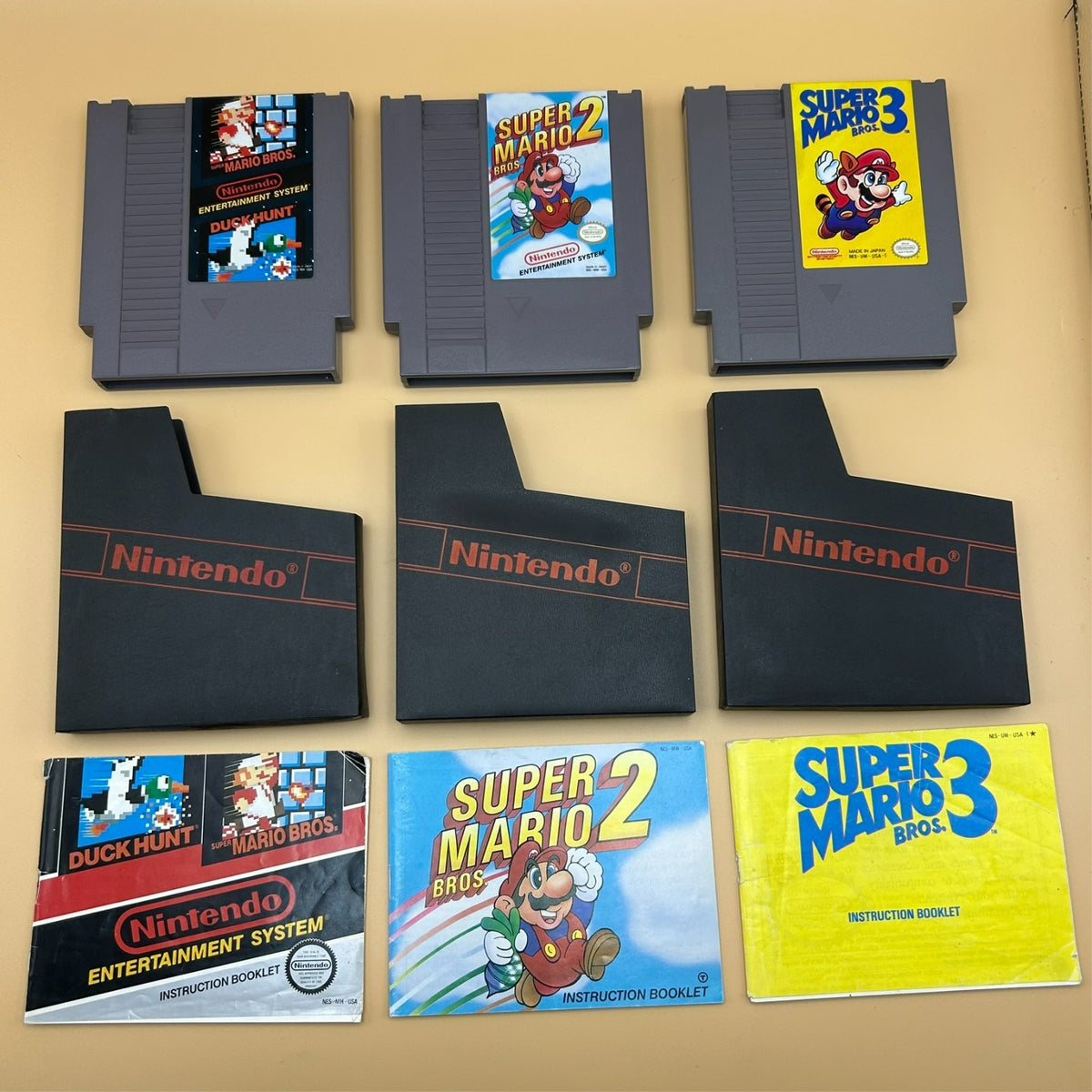 NES Lot SUPER MARIO BROS 1 2 3 + DUCK HUNT w/ Manuals Authentic Nintendo Tested
