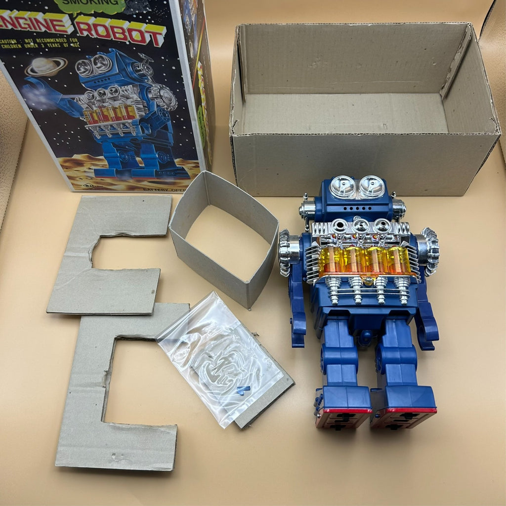 Horikawa Smoking Engine Robot Vintage Japan CIB 1970s