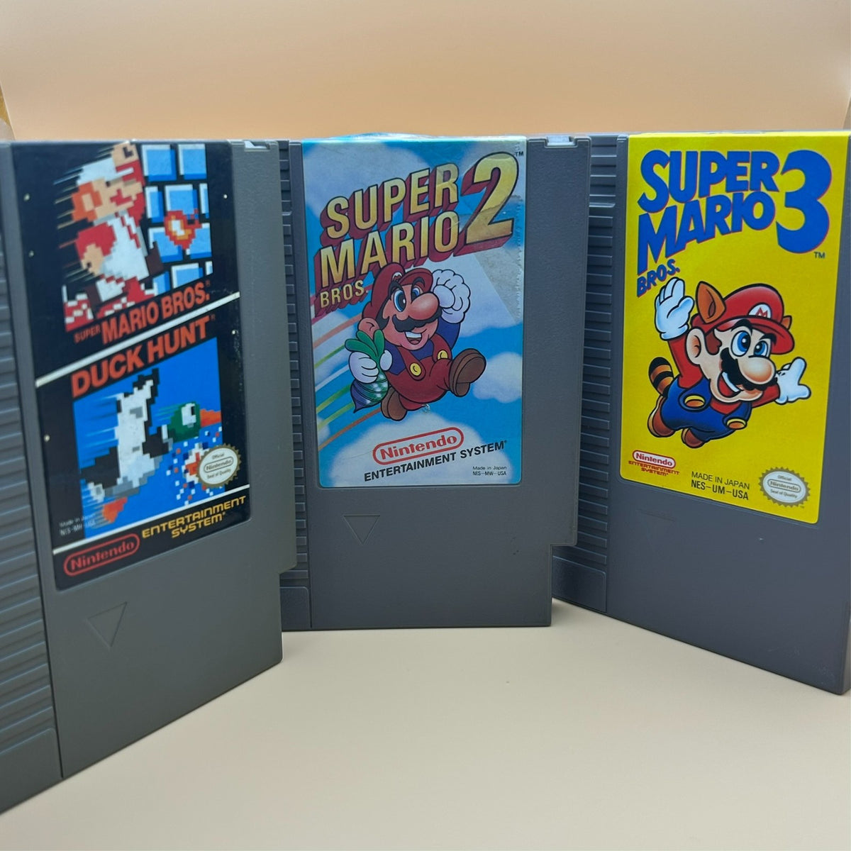 SUPER MARIO BROS 1 2 3 + DUCK HUNT NES Lot Authentic Nintendo Cleaned & Tested