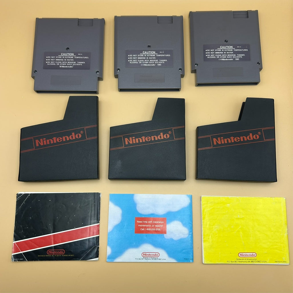 NES Lot SUPER MARIO BROS 1 2 3 + DUCK HUNT w/ Manuals Authentic Nintendo Tested