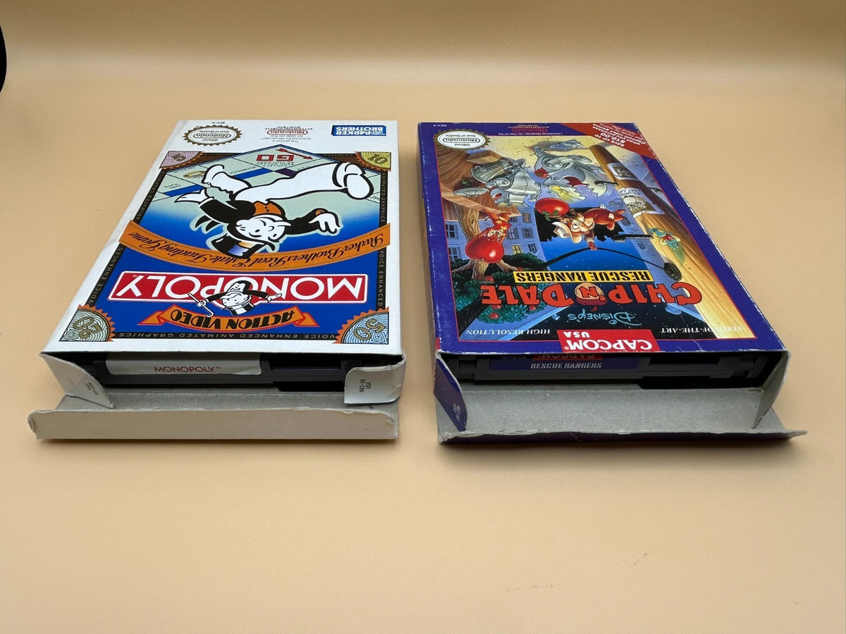Nintendo NES Lot MONOPOLY & CHIP N DALE RESCUE RANGERS Boxed 1980s
