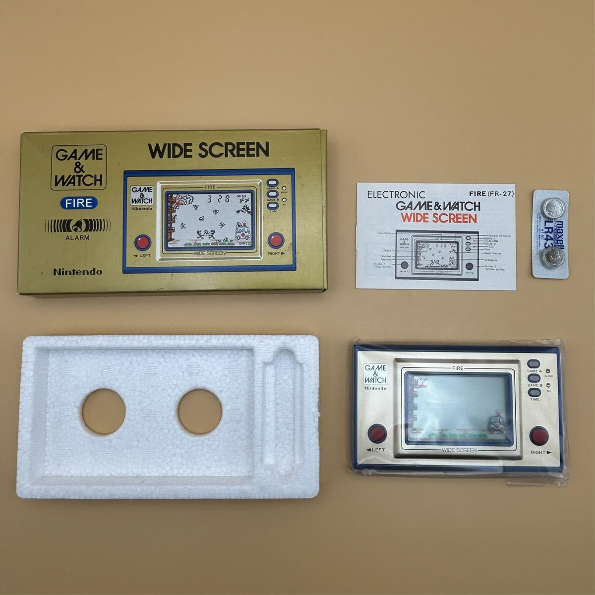 FIRE Nintendo Game & Watch Wide Screen FR-27 1981 New Old Stock NOS