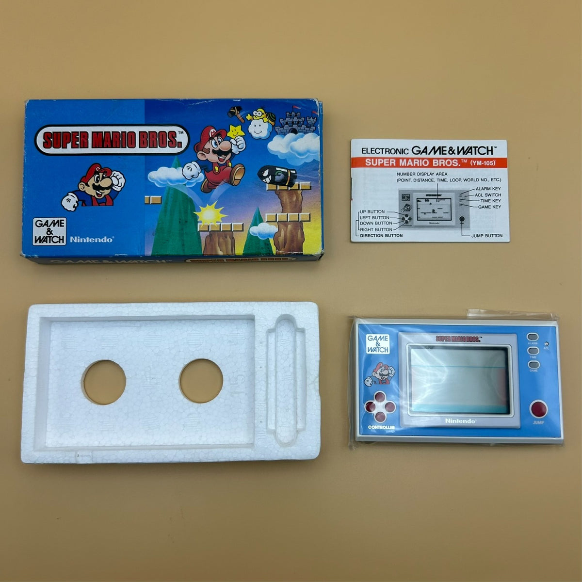 SUPER MARIO BROS. Nintendo Game & Watch YM-105 New Wide Series w/ Box NMIB 1988