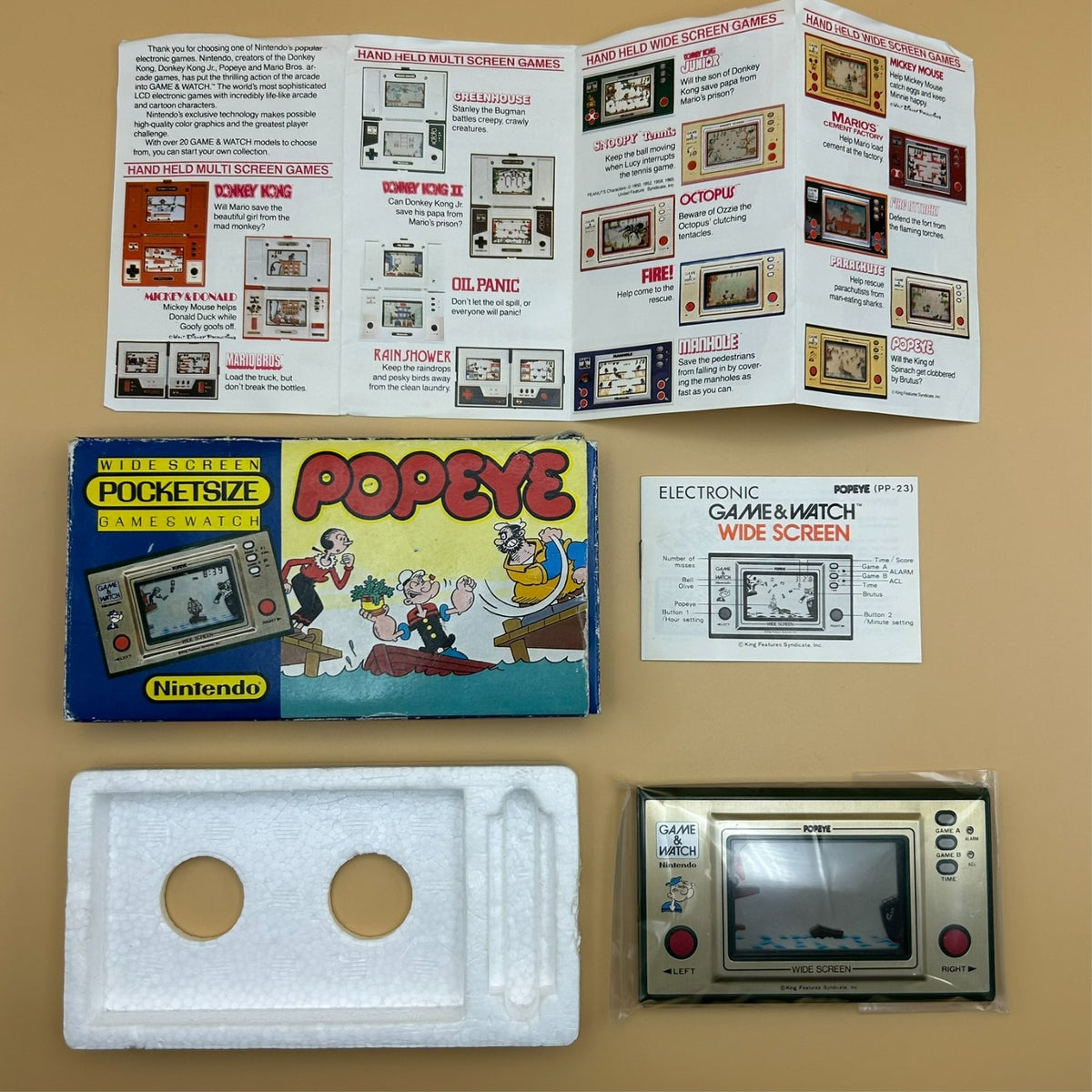 POCKETSIZE POPEYE Nintendo Game & Watch PP-23 Vintage NOA