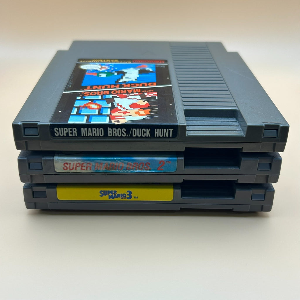 SUPER MARIO BROS 1 2 3 + DUCK HUNT NES Lot Authentic Nintendo Cleaned & Tested