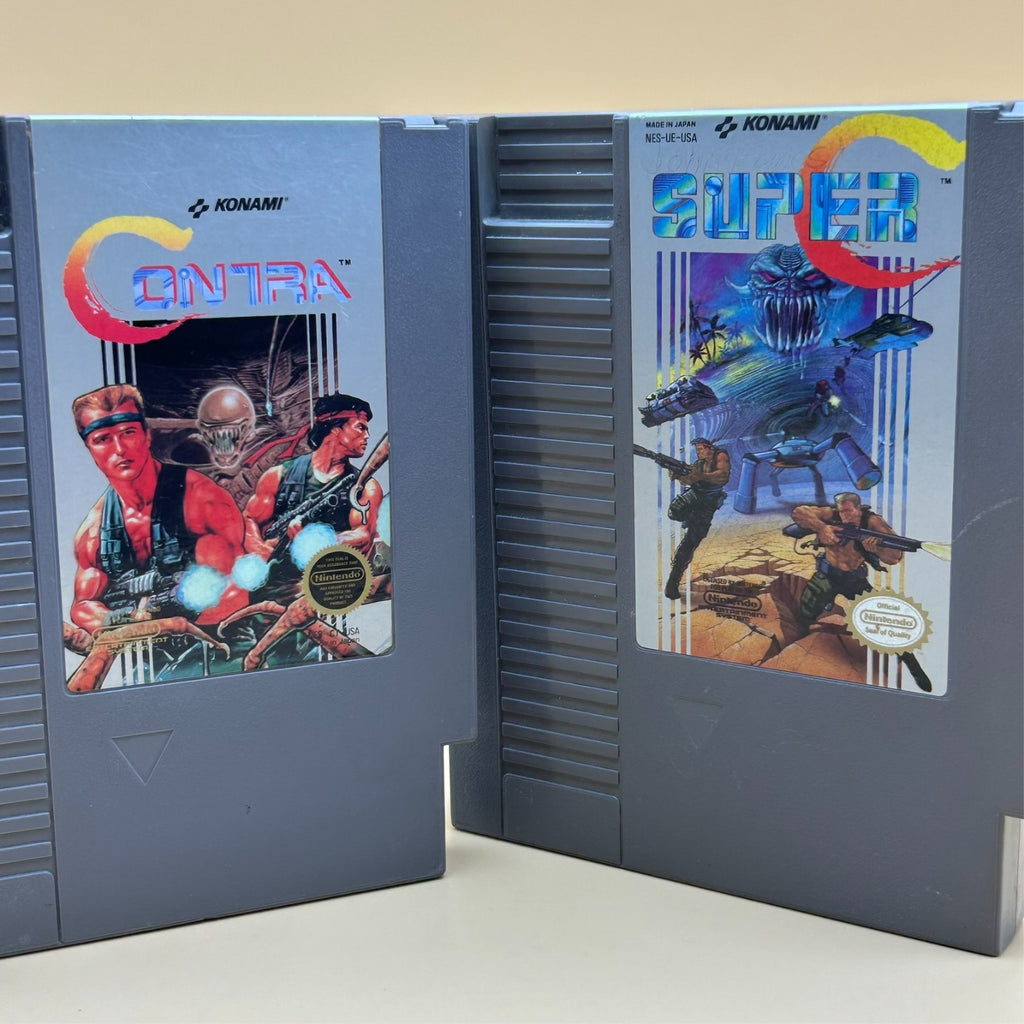 CONTRA & SUPER C NES Game Lot Authentic Nintendo Carts Cleaned & Tested
