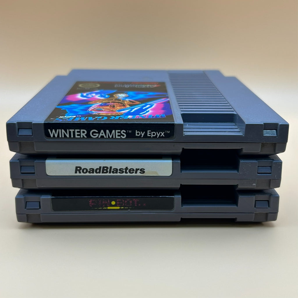 PIN-BOT / ROADBLASTERS / WINTER GAMES NES Lot Authentic Nintendo Cleaned/Tested