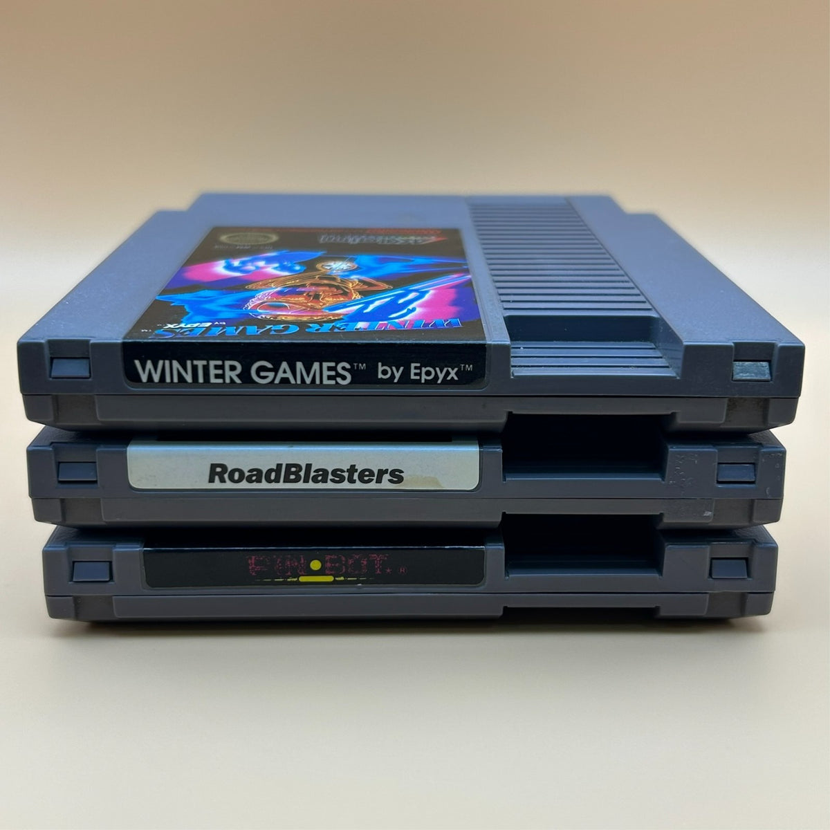 PIN-BOT / ROADBLASTERS / WINTER GAMES NES Lot Authentic Nintendo Cleaned/Tested
