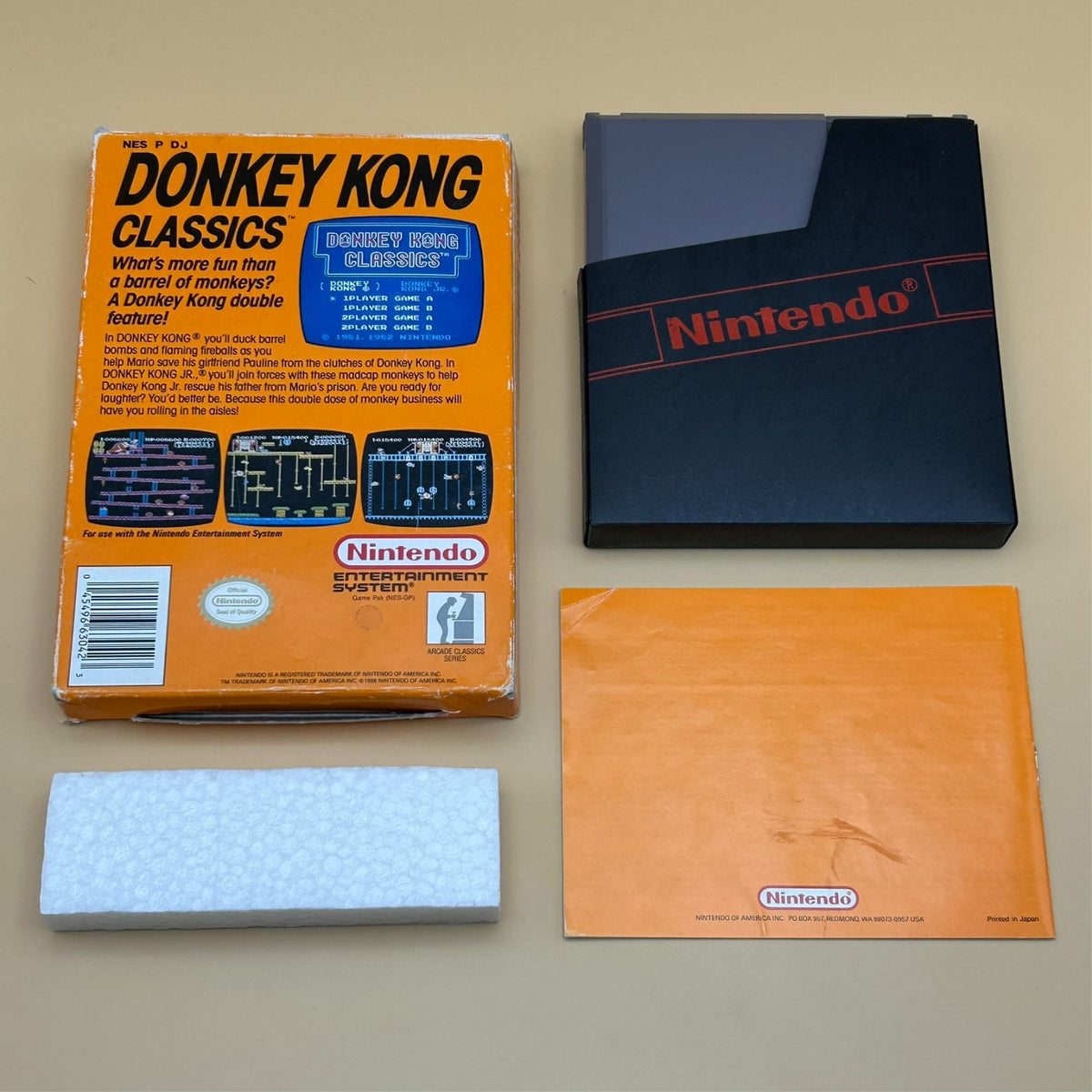 Nintendo NES Game Cart DONKEY KONG CLASSICS w/ Box Authentic Cleaned & Tested