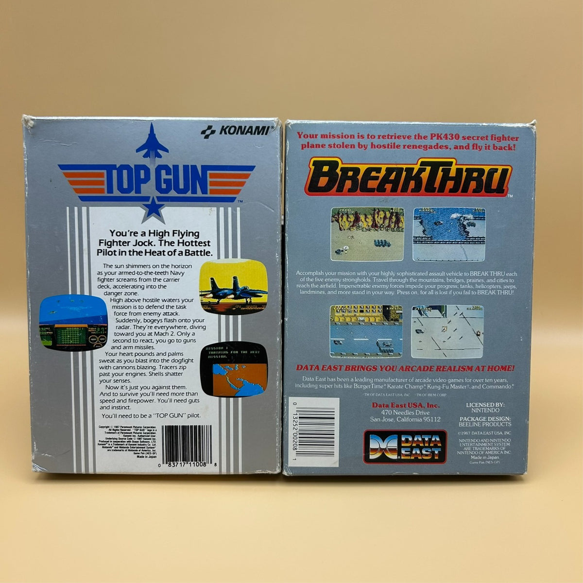 Nintendo NES Lot 5 Screw TOP GUN & BREAKTHRU Boxed 1980s
