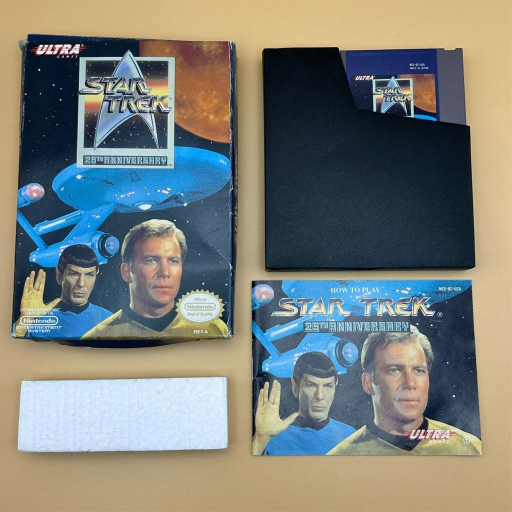 STAR TREK 25th Anniversary NES Game Authentic Nintendo Cart & Box Cleaned Tested