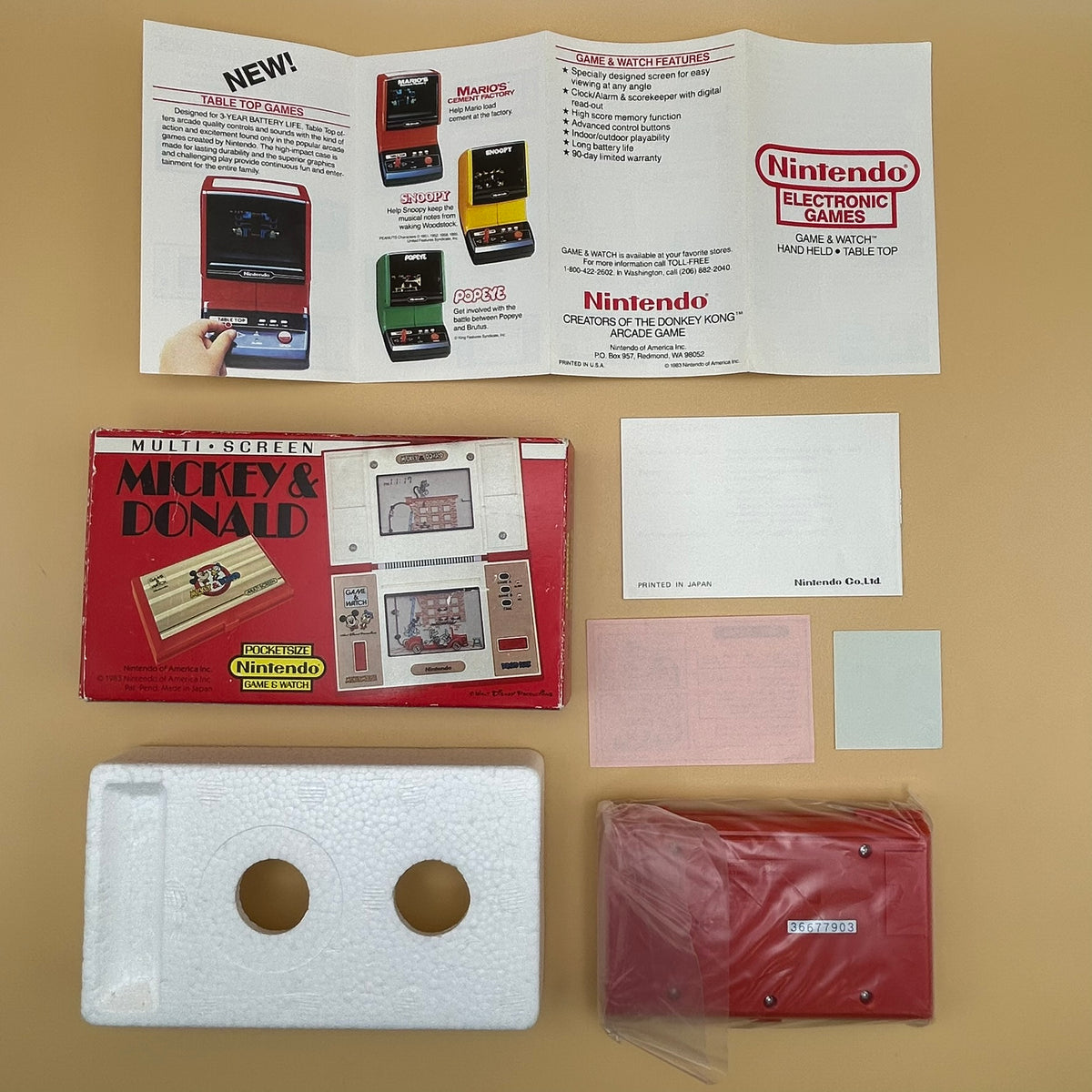 POCKETSIZE MICKEY & DONALD Nintendo Game & Watch DM-53 1982 MIB
