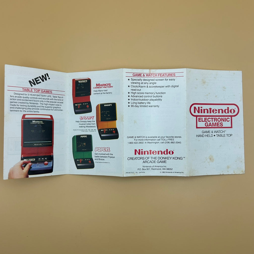 POCKETSIZE PARACHUTE Nintendo Game & Watch PR-21