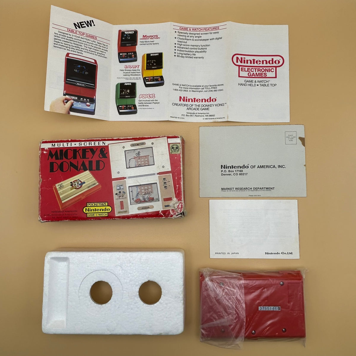 POCKETSIZE MICKEY & DONALD Nintendo Game & Watch DM-53 1982